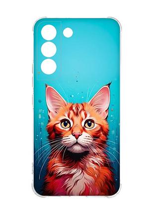 Чехол с утолщёнными углами на samsung galaxy s22 кошка (принт 408)