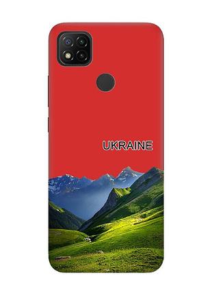 Матовий червоний чохол на xiaomi redmi 9c/10a карпати україна (принт 409)