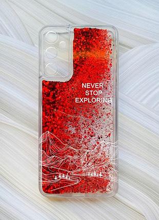 Чохол з плаваючими червоними блискітками на samsung galaxy a05s (a057) мандруй (принт 407)