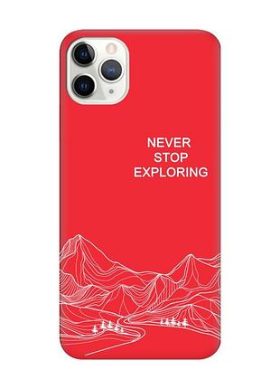 Матовый красный чехол на iphone 11 pro max (6.5) путешествуй (принт 407)