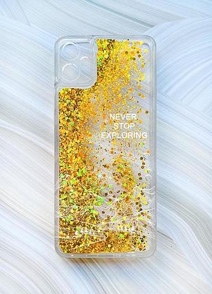 Чехол с плавающими золотыми блестками на samsung galaxy a05 (a055) путешествуй (принт 407)