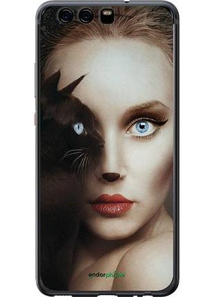 Чехол на huawei p10 взгляд женщины и кошки "4041u-780-10746"