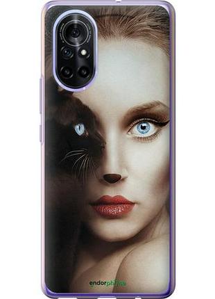 Чохол на huawei nova 8 погляд жінки та кішки "4041u-2245-10746"
