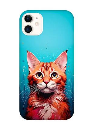 Матовый чехол с розовыми боками на apple iphone 11 кошка (принт 408)