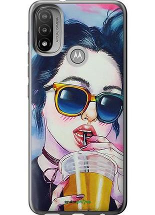 Чехол на motorola e20 арт-девушка в очках "3994u-2509-10746"