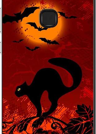 Чехол на huawei p10 lite чёрная кошка под луной "1190u-896-10746"