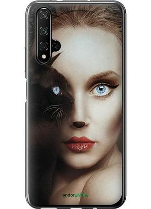 Чехол на huawei honor 20 взгляд женщины и кошки "4041u-1697-10746"