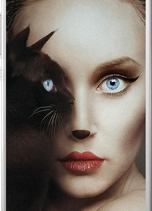 Чехол на huawei ascend p8 взгляд женщины и кошки "4041u-123-10746"