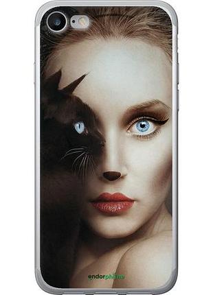 Чехол на iphone se 2020 взгляд женщины и кошки "4041u-2013-10746"