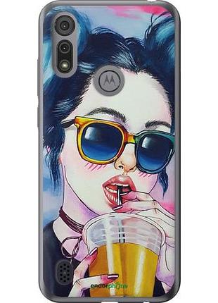 Чехол на motorola e6i арт-девушка в очках "3994u-2355-10746"
