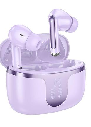Наушники bluetooth беспроводные hoco eq10 plus вакуумные с микрофоном и шумоподавлением anc violet