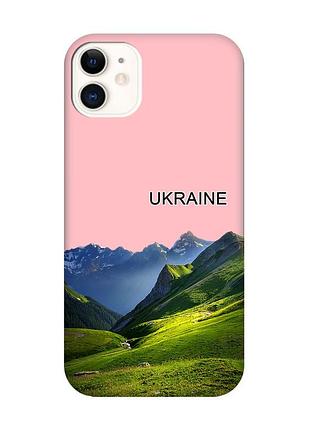 Матовий рожевий чохол на apple iphone 11 (6.1) карпати україна (принт 409)