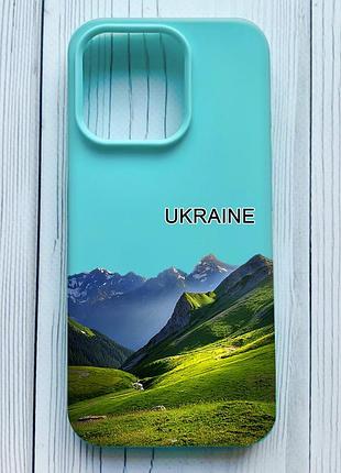 Матовий бірюзовий чохол на iphone 16 pro карпати україна (принт 409)
