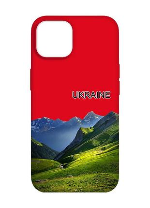 Матовий червоний чохол на apple iphone 14 карпати україна (принт 409)