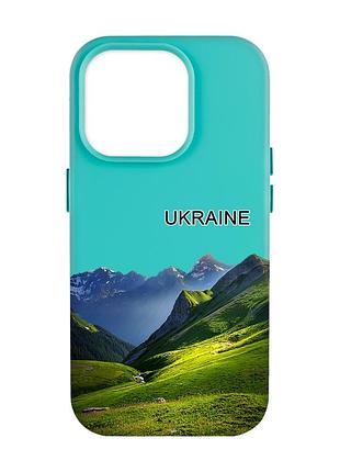 Матовый бирюзовый чехол на apple iphone 14 pro max карпаты украина (принт 409)