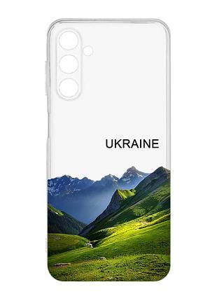 Прозрачный чехол на samsung galaxy m14 карпаты украина (принт 409)