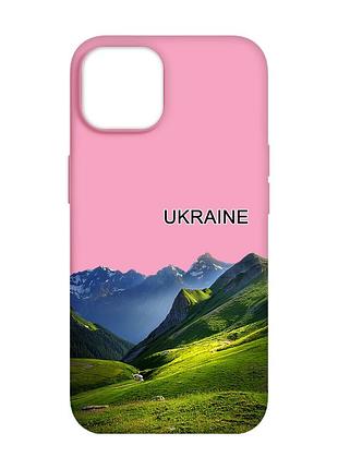 Матовий рожевий чохол на apple iphone 14 карпати україна (принт 409)