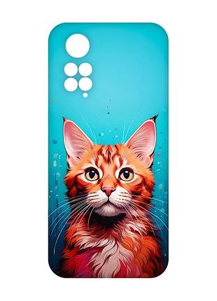 Матовий чохол з рожевими боками на xiaomi redmi note 11 4g кішка (принт 408)