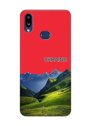 Матовый красный чехол на samsung galaxy a10s (a107) карпаты украина (принт 409)