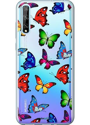 Чехол на huawei p smart s красочные мотыльки "4761u-1813-10746"
