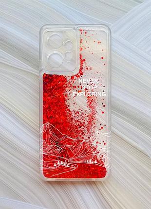Чехол с плавающими красными блестками на xiaomi redmi note 12 4g путешествуй (принт 407)