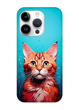 Матовий чохол з чорними боками на apple iphone 14 pro кішка (принт 408)