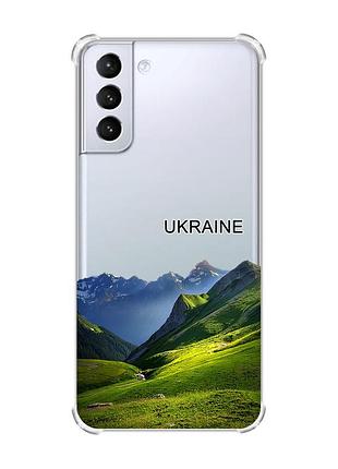 Чехол с утолщёнными углами на samsung galaxy s21 (g991) карпаты украина (принт 409)