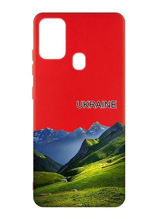 Матовый красный чехол на samsung galaxy m30s/m21 карпаты украина (принт 409)
