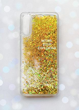 Чехол с плавающими золотыми блестками на samsung galaxy a50 (2019) a505f путешествуй (принт 407)
