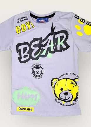 Футболка на мальчика atabay принт bear 98 серый