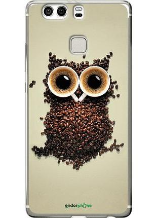 Чехол на huawei p9 plus сова из кофе "777u-300-10746"