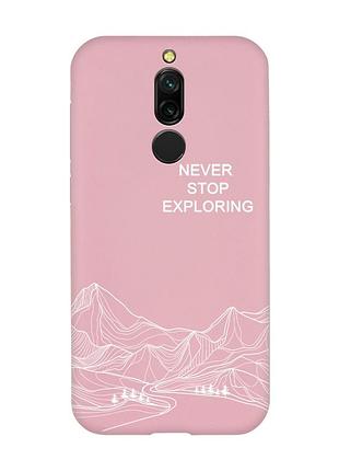 Матовый розовый чехол на xiaomi redmi 8 путешествуй (принт 407)