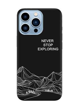 Матовый черный чехол на iphone 13 pro max путешествуй (принт 407)