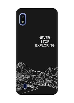 Матовый черный чехол на samsung galaxy a10 (2019) a105 путешествуй (принт 407)