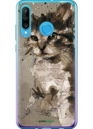 Чехол на huawei p30 lite котёнок из пятен и линий "119u-1651-10746"