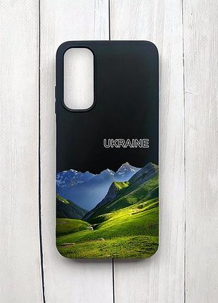 Матовый черный чехол на samsung galaxy a05s (a057) карпаты украина (принт 409)