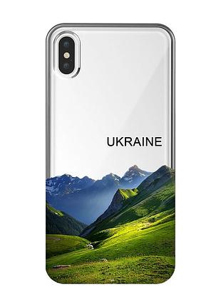 Прозрачный чехол на iphone xs max карпаты украина (принт 409)