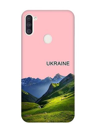 Матовий рожевий чохол на samsung galaxy a11 карпати україна (принт 409)