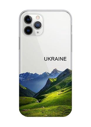 Прозрачный чехол на iphone 11 pro max (6,5) карпаты украина (принт 409)