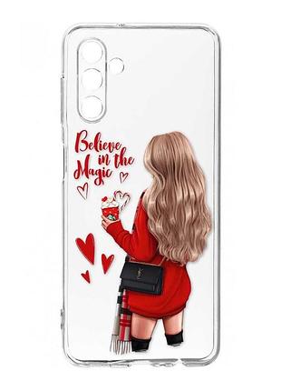 Прозорий чохол на samsung galaxy a36 5g дівчина з кавою (принт 137)