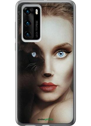 Чехол на huawei p40 взгляд женщины и кошки "4041u-1840-10746"