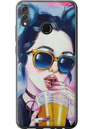 Чехол на huawei honor 8x арт-девушка в очках "3994u-1596-10746"
