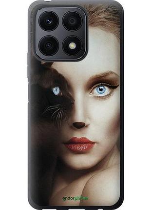 Чехол на huawei honor x8a взгляд женщины и кошки "4041u-2963-10746"