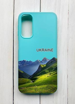 Матовый чехол на samsung galaxy a24 бирюзовый карпаты украина (принт 409)