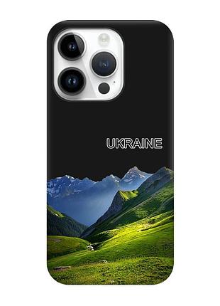 Матовий чорний чохол на apple iphone 14 pro карпати україна (принт 409)