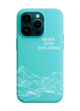 Матовый бирюзовый чехол на apple iphone 14 pro путешествуй (принт 407)