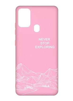 Матовый розовый чехол на samsung galaxy m30s/m21 путешествуй (принт 407)