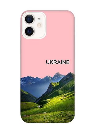 Матовый розовый чехол на apple iphone 12 / 12 pro (6.1) карпаты украина (принт 409)