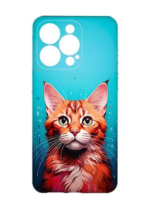 Чехол с защитой камеры на iphone 15 pro max кошка (принт 408)