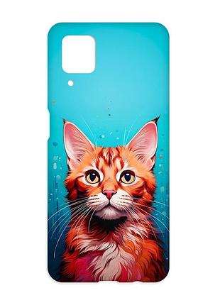 Матовый чехол с розовыми боками на samsung galaxy a12 кошка (принт 408)